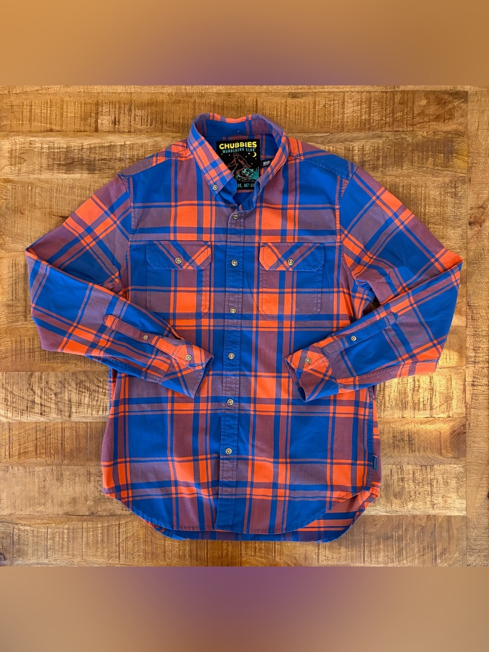 Chubbies Wanderers Club Flannel Plaid Button Down Shirt